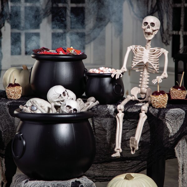 Horror, Halloween Props: Black Cauldron & Light up Skull w/flashing & sound acti